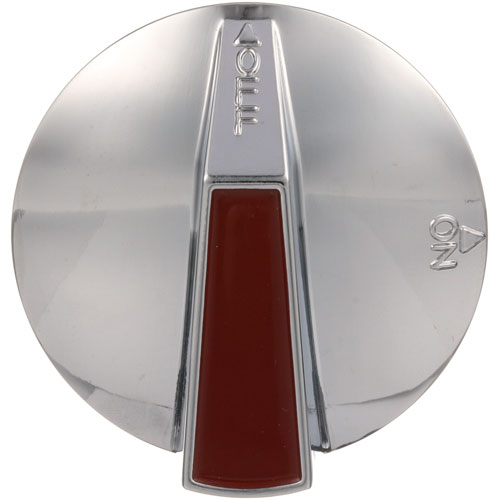 Jade Range JD300-231-000 Chrome OFF/ON Burner Valvue Knob, Chrome W/Red Stripe, 2-3/8" DIA, Mount .24", Flat Down, 7/16" Protrusion