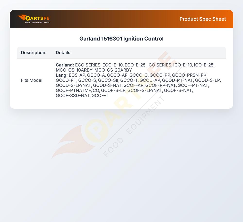 Garland 1516301 Convection Oven Ignition Control Module
