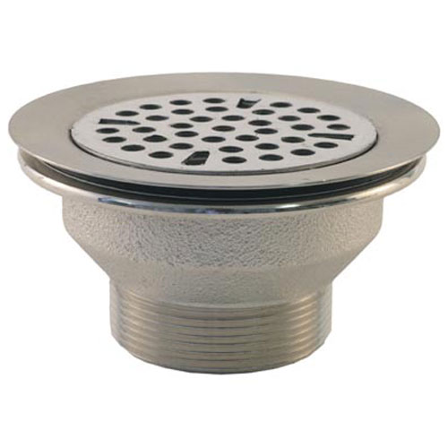 Component Hardware Group D36-2080 Brass Free Flow Drain 3-1/8" Sink Opening 2" Outlet with Stainless Steel Flat Strainer