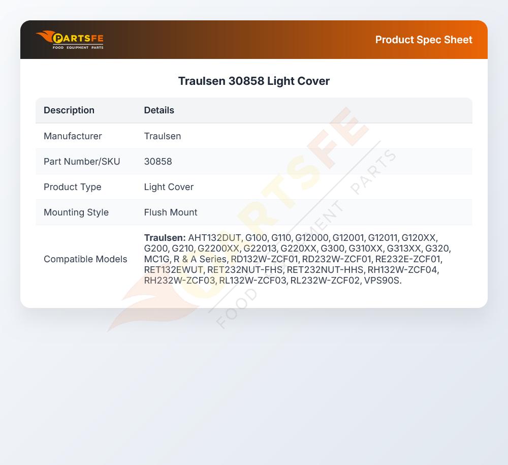 Traulsen 30858 Light Cover
