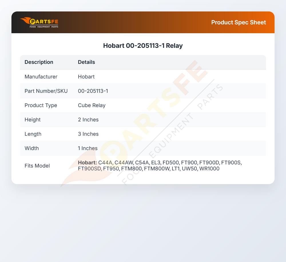 Hobart 00-205113-1 Relay 3PDT