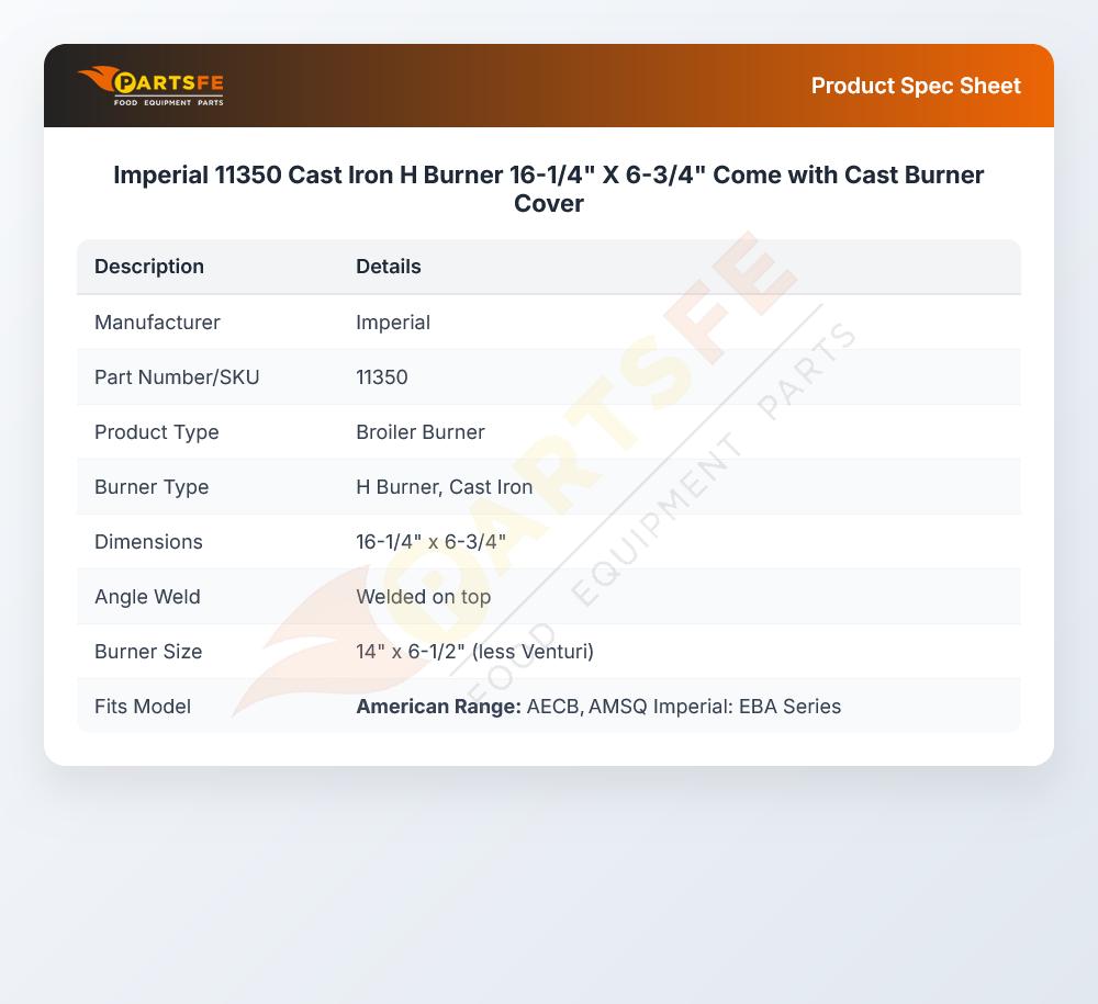 Imperial 11350 Burner Assembly 16" EBA
