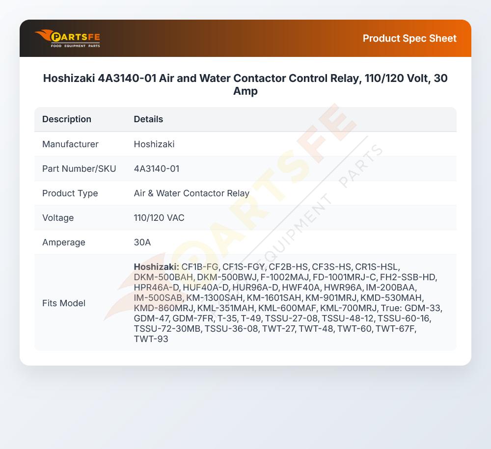 Hoshizaki 4A3140-01 Compressor Relay 120V
