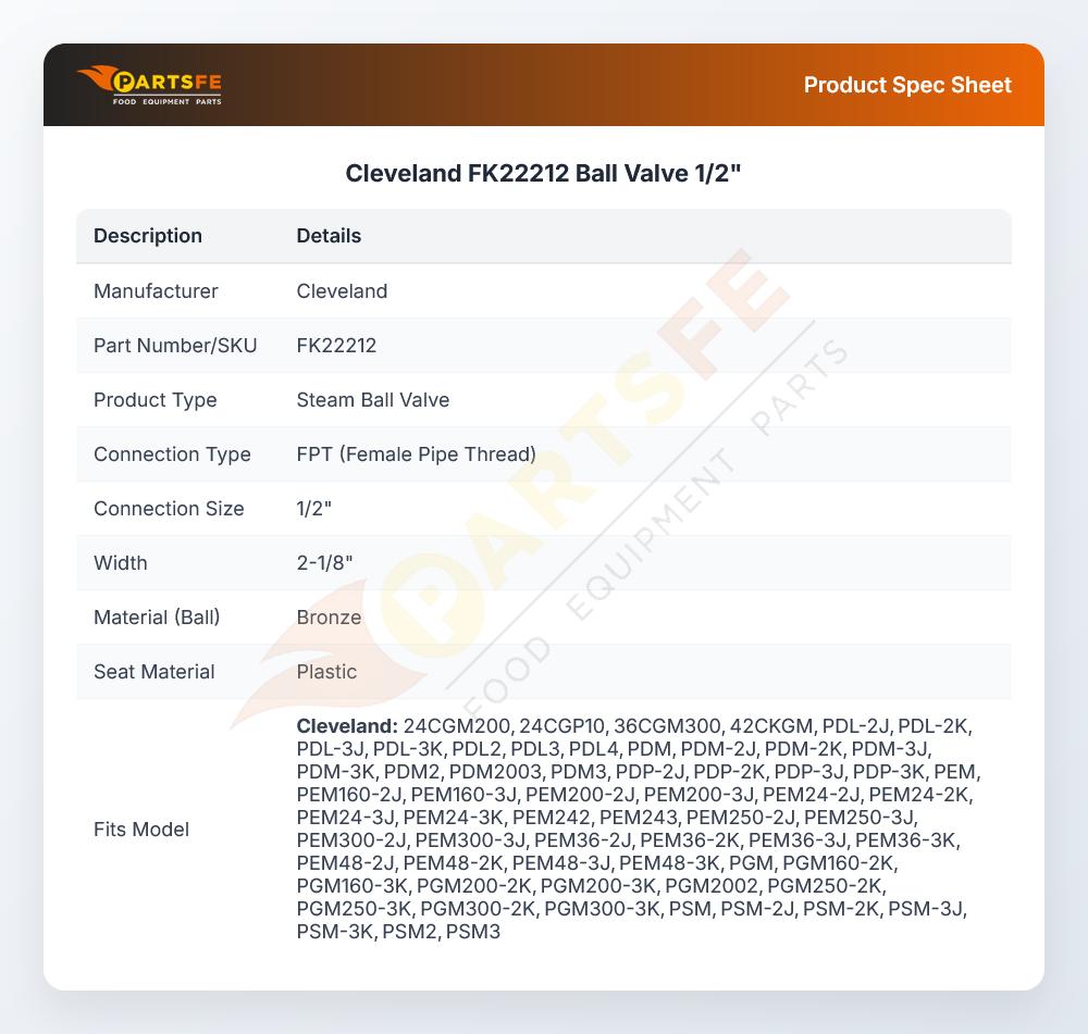 Cleveland FK22212 Ball Valve 1/2"