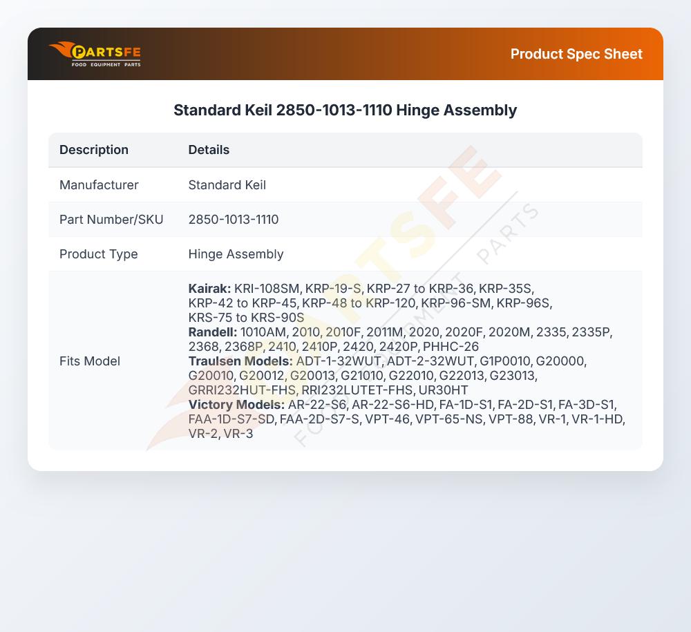 Standard Keil 2850-1013-1110 Door Hinge Assembly