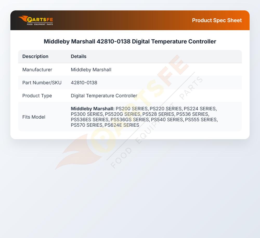 Middleby Marshall 42810-0138 Digital Temperature Controller