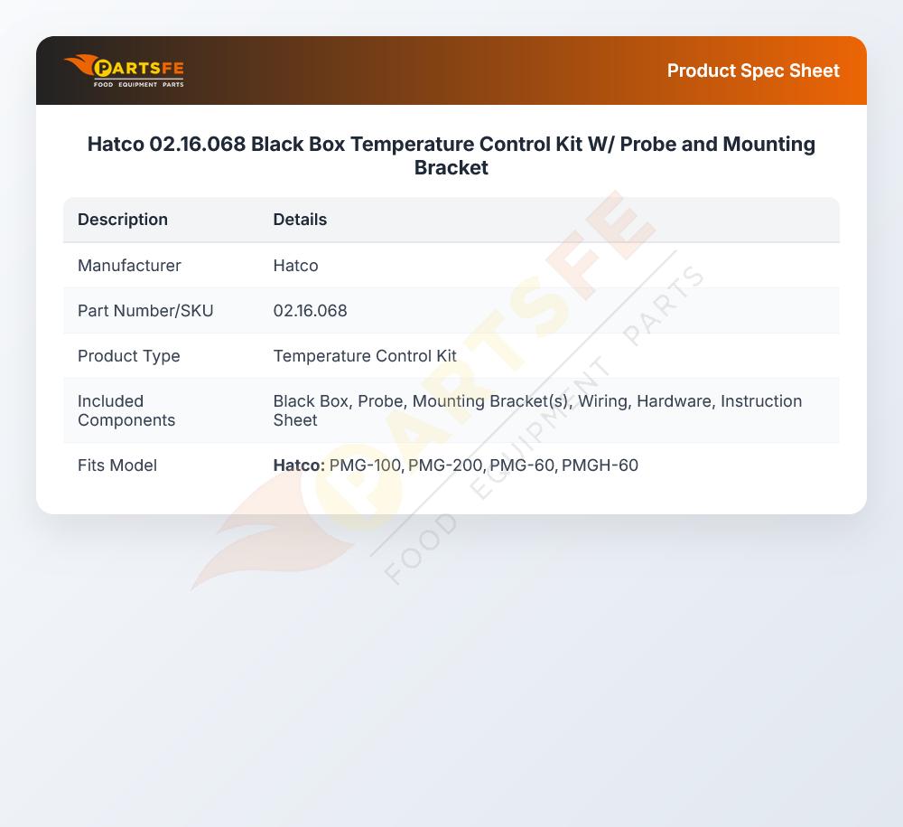 Hatco 02.16.068 Temperature Control Kit Black Box W/Probe