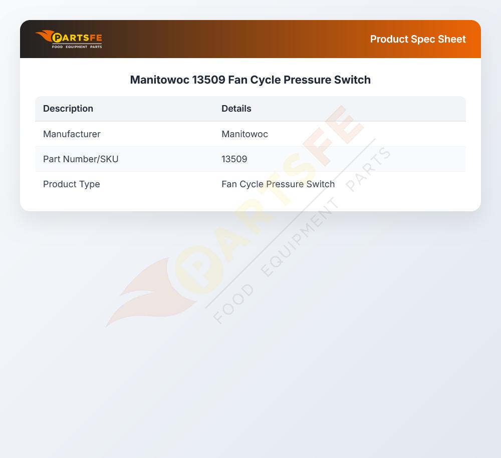 Manitowoc 13509 Fan Cycle Pressure Switch