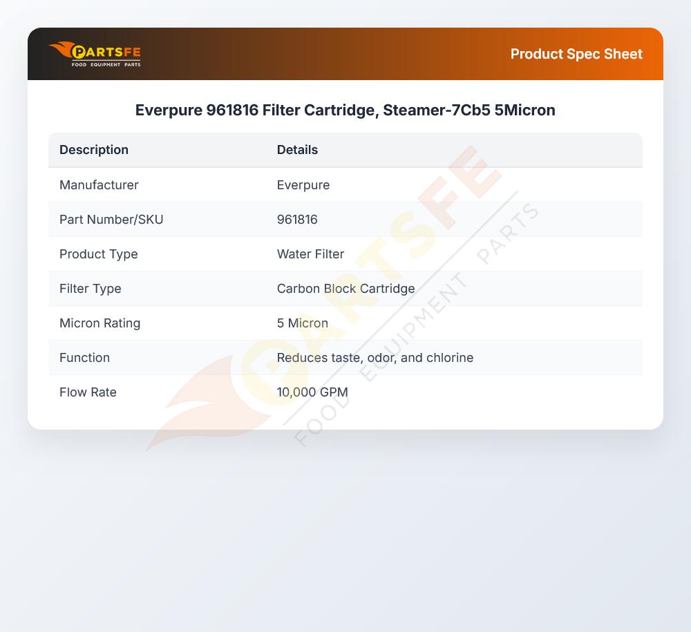 Everpure 961816 Filter Cartridge, Steamer-7Cb5 5Micron
