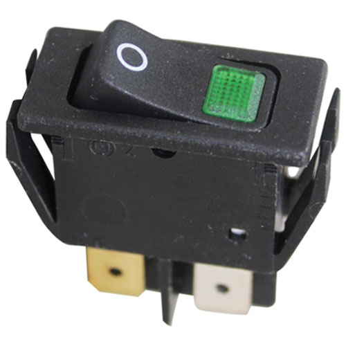 Hatco HT02-19-081 Green Lighted Rocker Switch W/ 4 Tab Terminals, 16A/250VAC