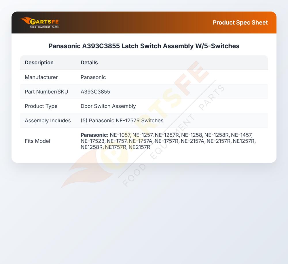 Panasonic A393C3855 Latch Switch Assembly W/5-Switches