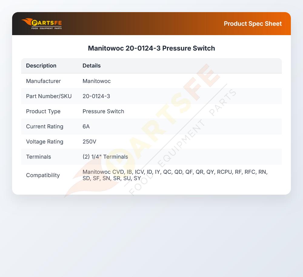 Manitowoc 20-0124-3 Pressure Switch