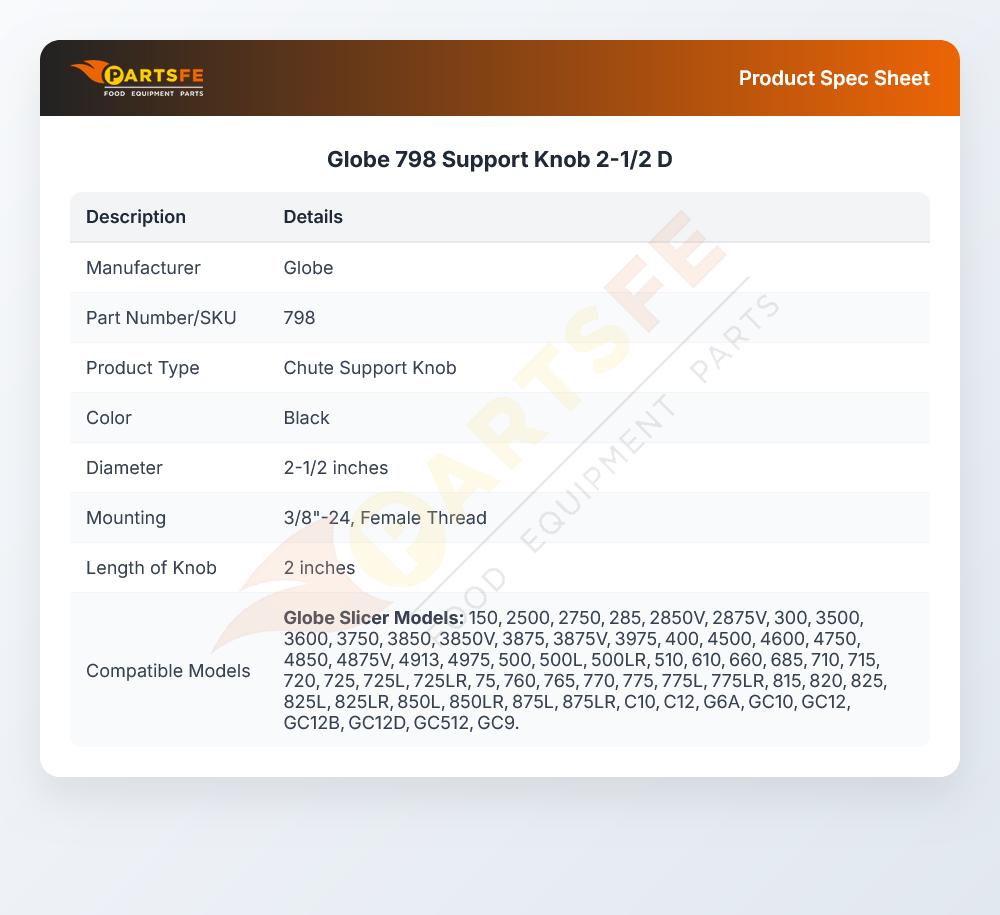 Globe 798 Support Knob 2-1/2 D
