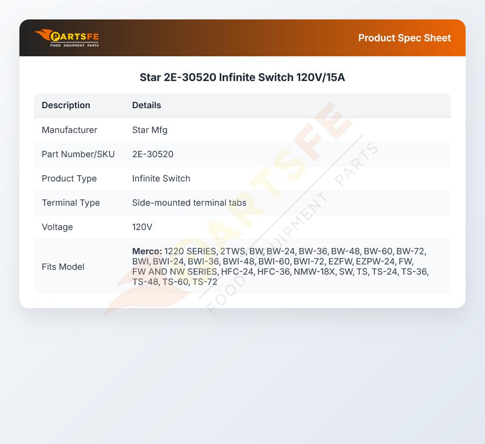 Star 2E-30520 Infinite Switch 120V/15A