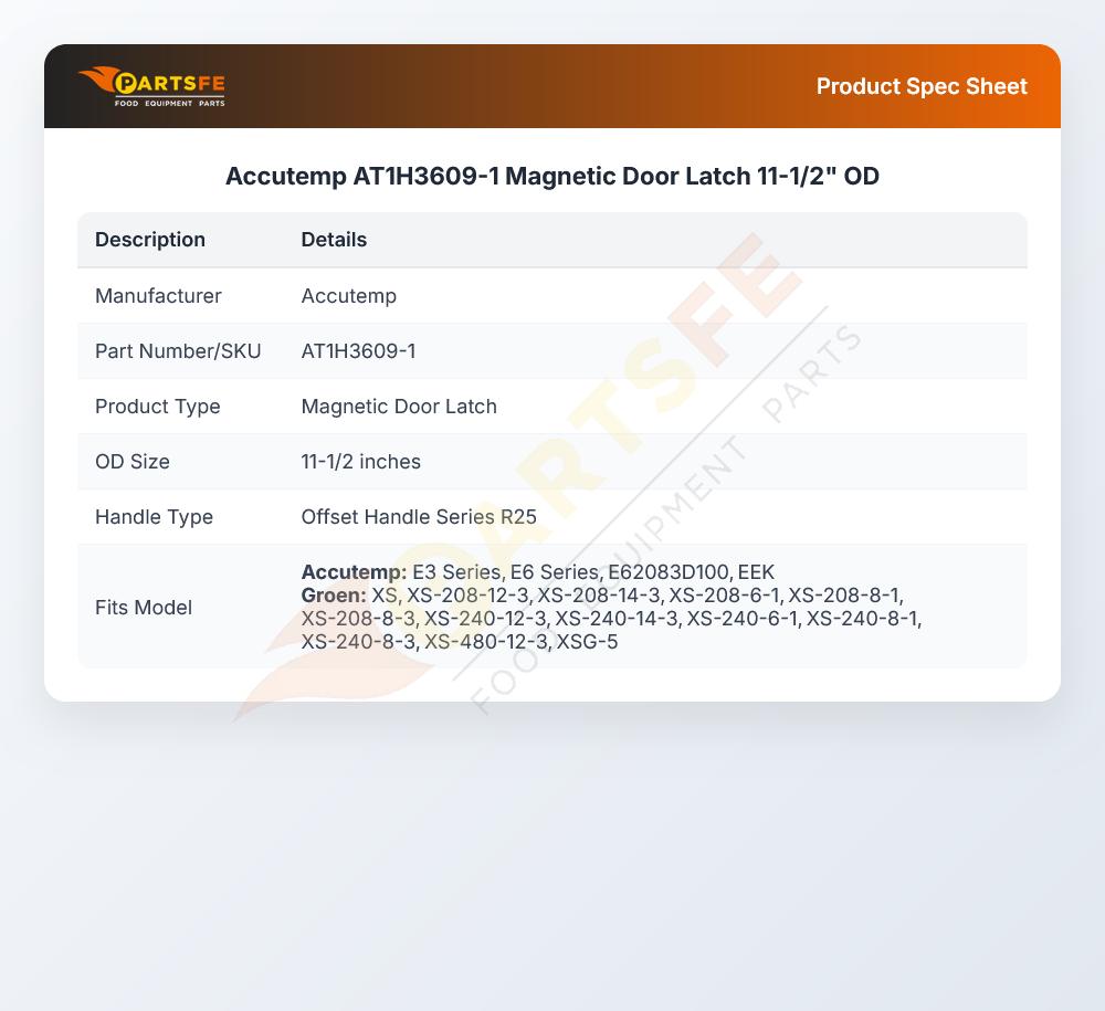 Accutemp AT1H3609-1 Magnetic Door Latch 11-1/2" OD