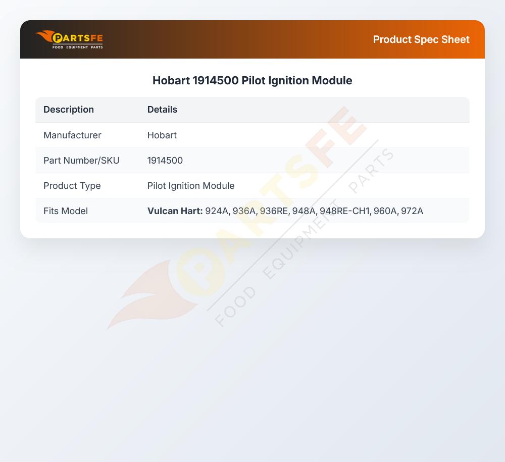 Hobart 1914500 Pilot Ignition Module