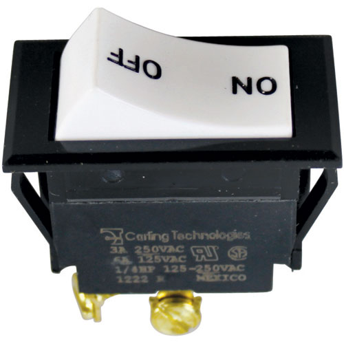 35030 White Rocker W/ Black Body, On/off Print, 3A/250VAC, 6A/125VAC