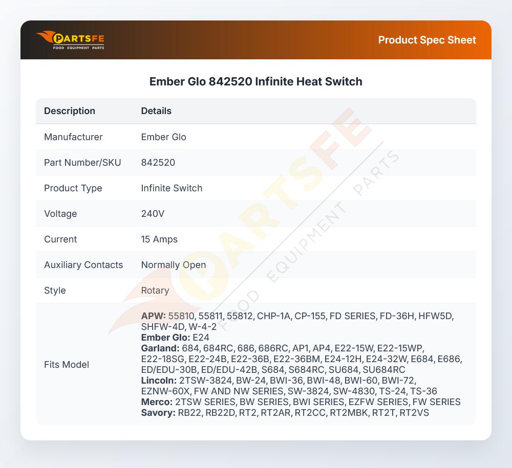 Ember Glo 842520 Infinite Heat Switch