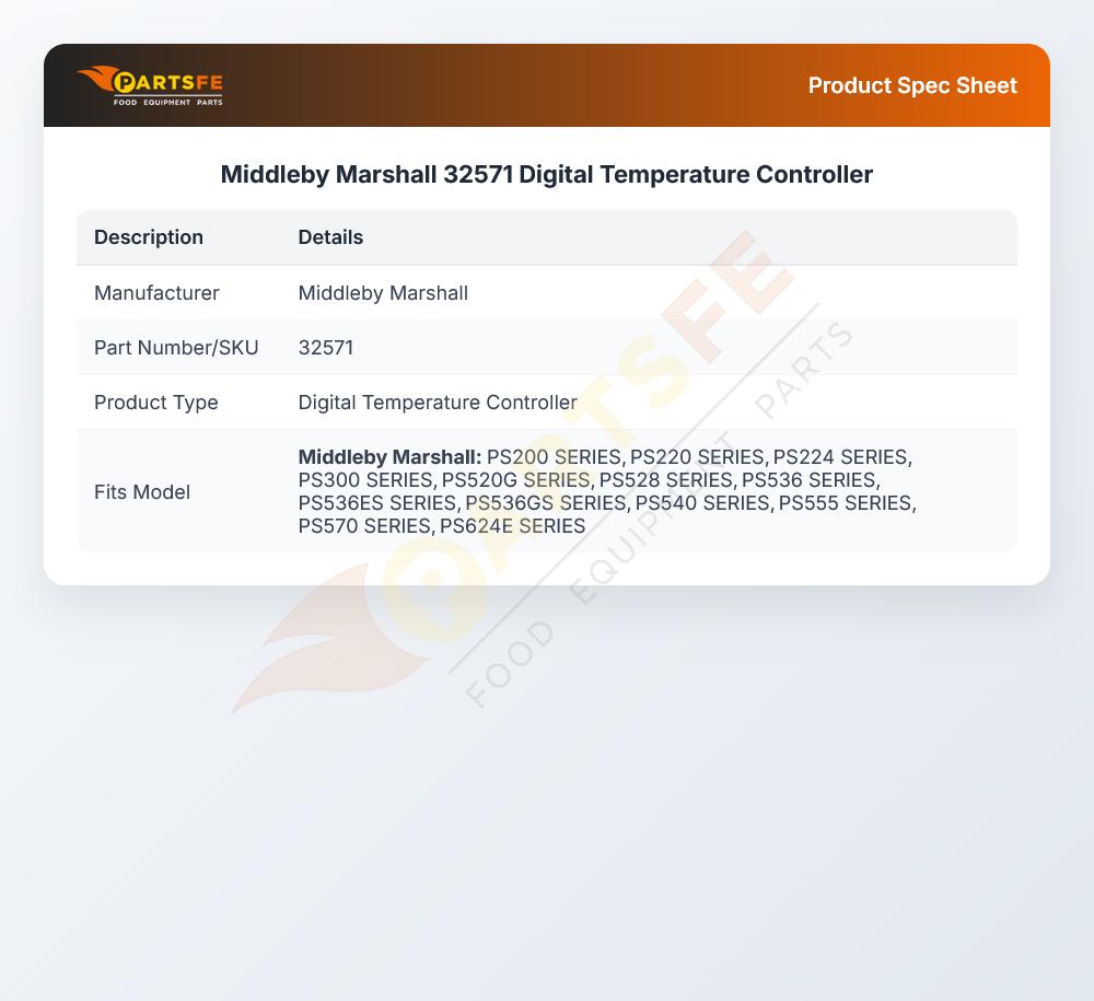 Middleby Marshall 32571 Digital Temperature Controller