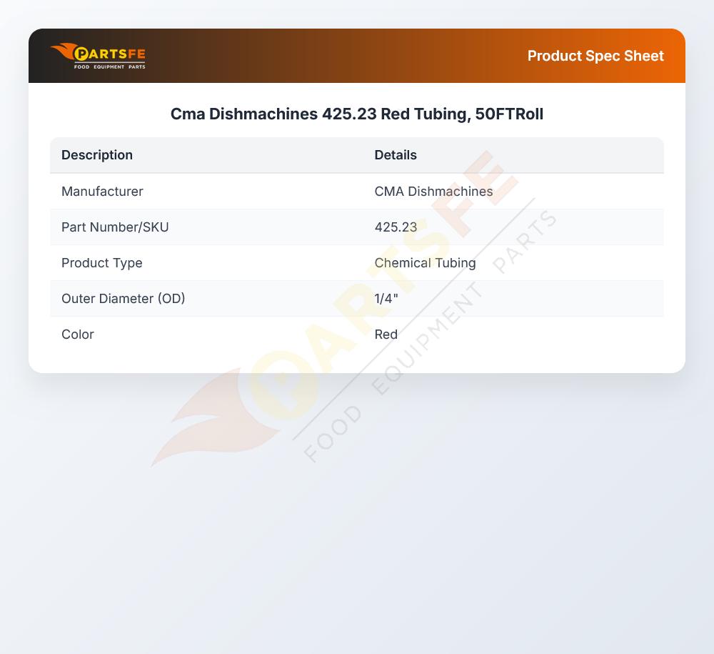 Cma Dishmachines 425.23 Red Tubing, 50FTRoll