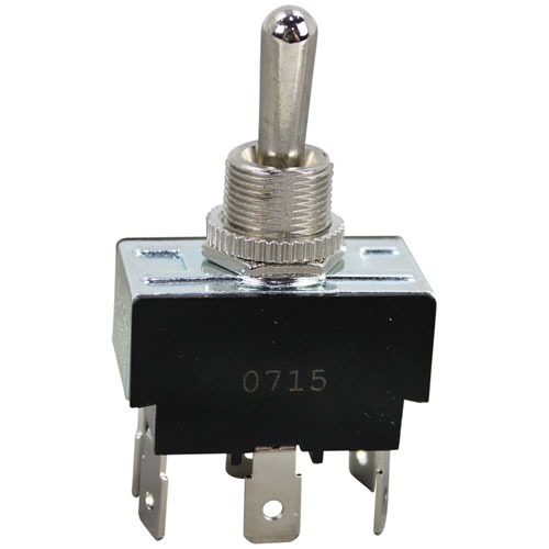 4326 20A/125-277V DPDT Toggle Switch W/ 1/2" Hole, Black/Silver