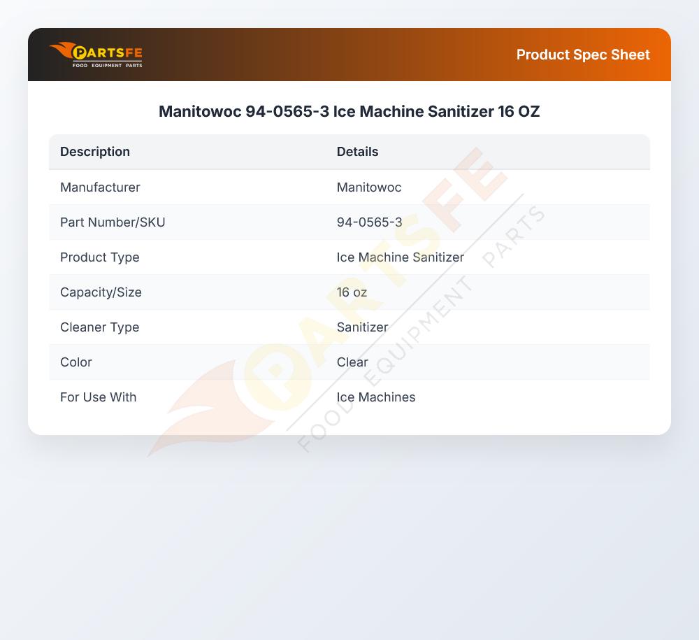 Manitowoc 94-0565-3 Ice Machine Sanitizer 16Oz
