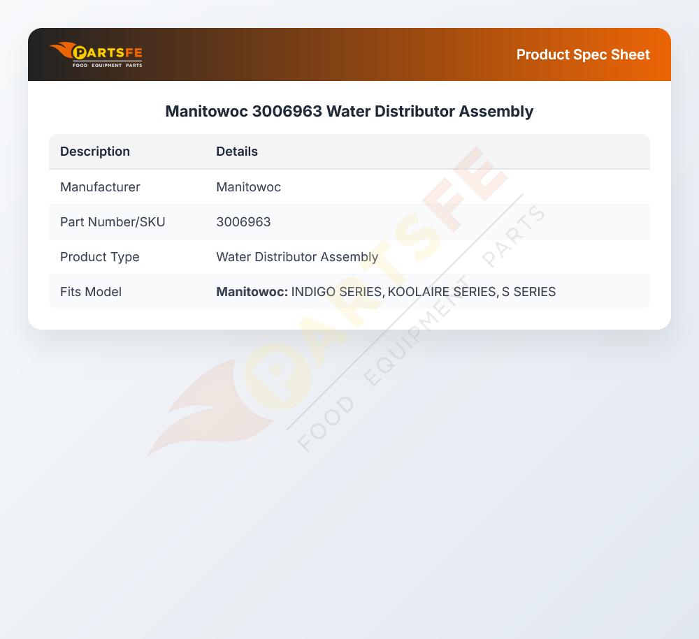 Manitowoc 3006963 Water Distributor Assembly