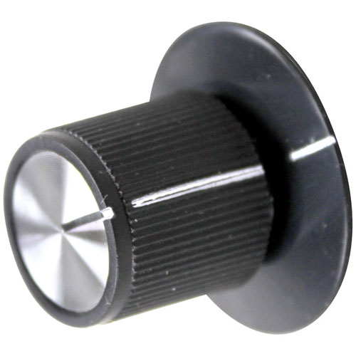 Hatco 02.20.033 Black Pointer Knob W/white Indicator, 1-1/8" DIA, .187 FLAT RIGHT