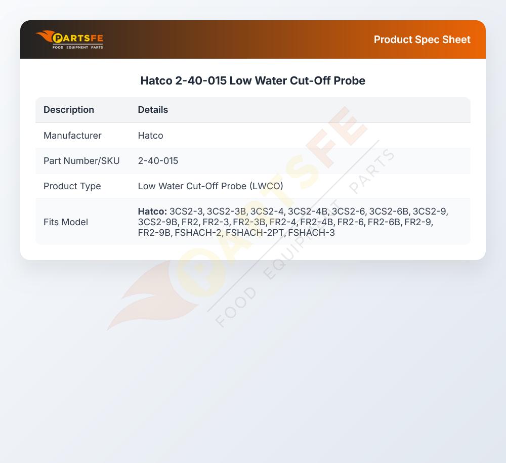 Hatco 2-40-015 Low Water Cut-Off Probe