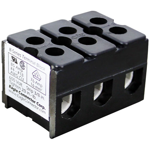 Hatco 02.15.003 3-Pole Terminal Block, 600V, 85A