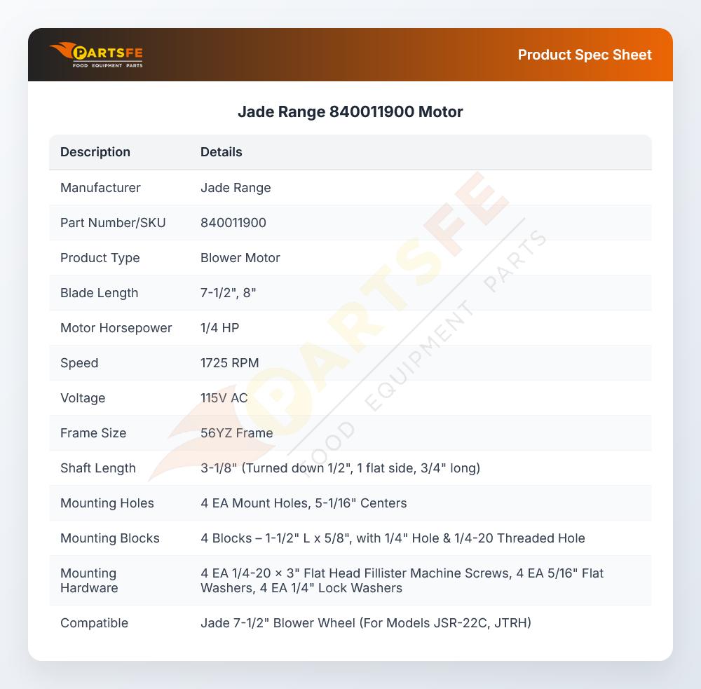 Jade Range 840011900 Motor