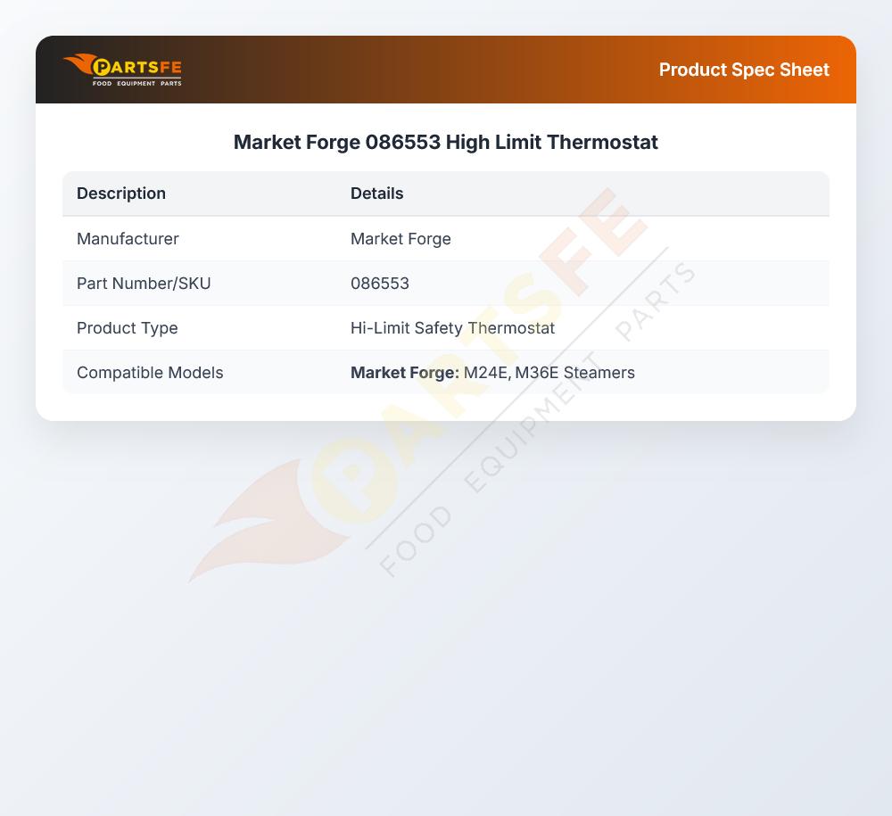 Market Forge 086553 High Limit Safety Thermostat LWCO ST-3E