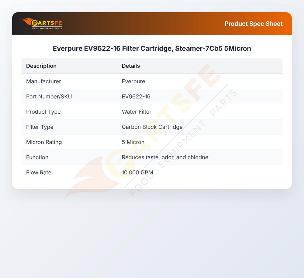 Everpure EV9622-16 Filter Cartridge, Steamer-7Cb5 5Micron
