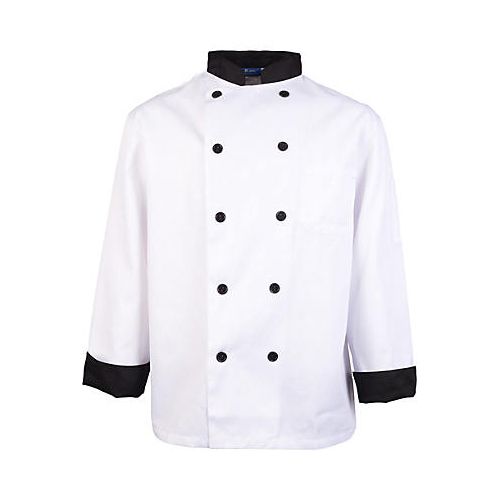 Allpoints 1048M KNG M Chef Coat Executive, Black Trim