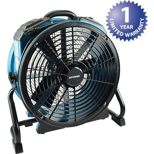 Allpoints 1591217 Blue Axial Floor Fan, 3-Hour Timer, 2.4 AMP