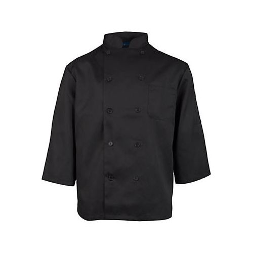 Allpoints 1660L KNG Lg Black Chef Coat 3/4 Sleeve