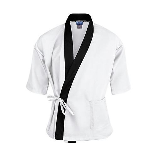 Allpoints 2129WHBK2XL KNG 2XL Sushi Chef Coat White/Black 3/4 Sleeve
