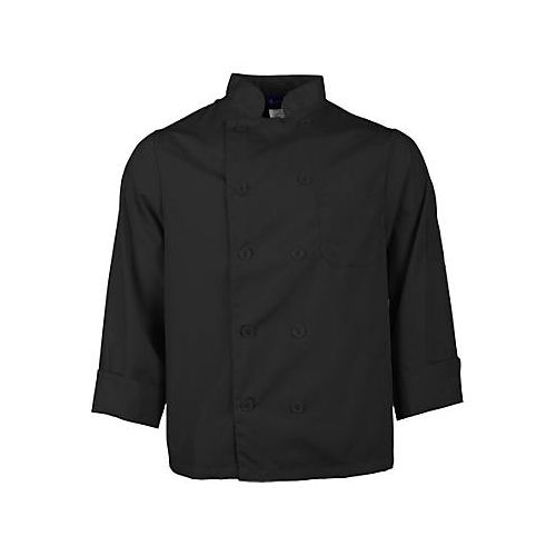 Allpoints 2577BLKXS Kng Xs Lw Chef Coat Black Long Sleeve