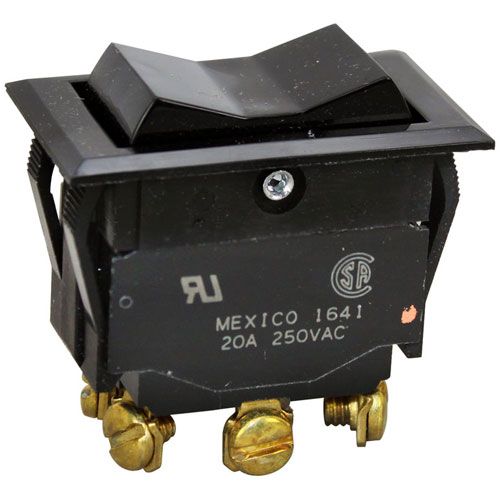 Allpoints 421078 Black Rocker Switch, DPDT (ON/OFF/ON), 20A/250V