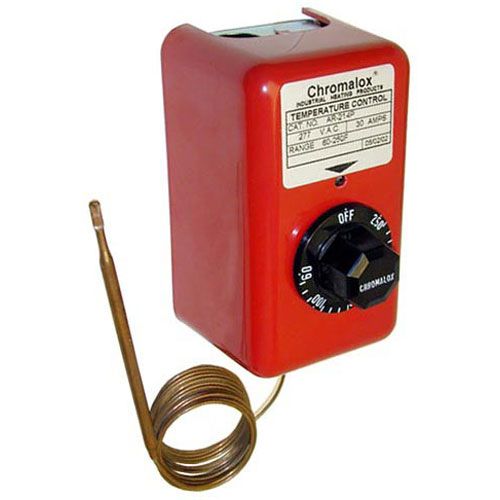 Allpoints 461296 2-1/4" DIA Thermostat W/ Case and Pilot Light, Black Thermostat Knob