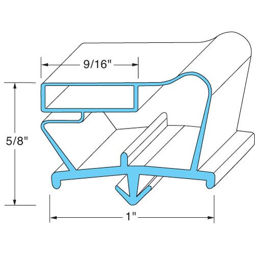 Beverage Air 712-012D-02 Refrigerator Grey Door Gasket 23-1/8" X 62-3/4" 9/16" MAG