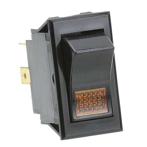 Bunn BU03357-0000 SPST Rocker Switch W/ Amber Light, 7/8" X 1-1/2" Holes & 3x 1/4" Tab Terminals