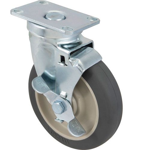 Cambro CAM60007 5" Swivel Plate Caster W/ Brake & Plastic Hub