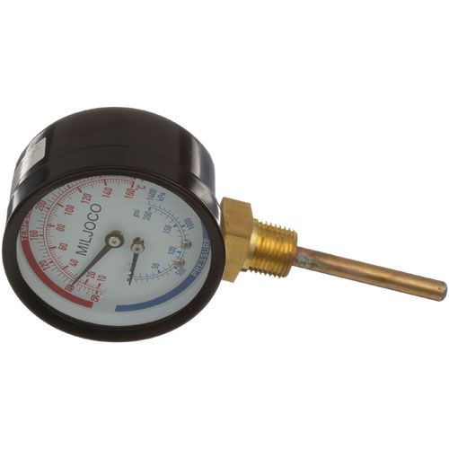 Champion 101144 3" Dual Scale Pressure/temp Gauge W/ 2-1/2" Probe, 1/2" MPT