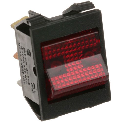 Hobart 00-824266-00002 SPST Red Lighted Rocker Switch, 15/16" X 1-1/8", On/Off