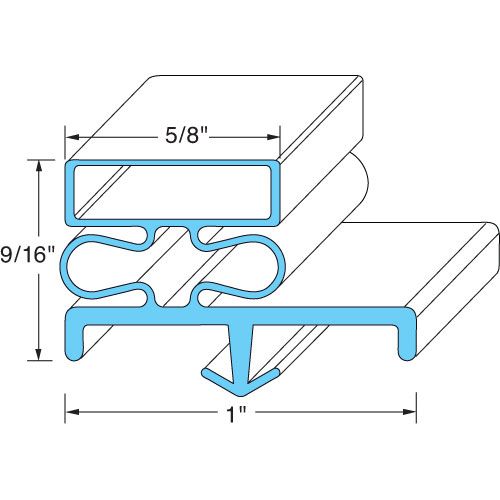 McCall 0606 23" x 60.5" Gray Rubber Magnetic Door Gasket 