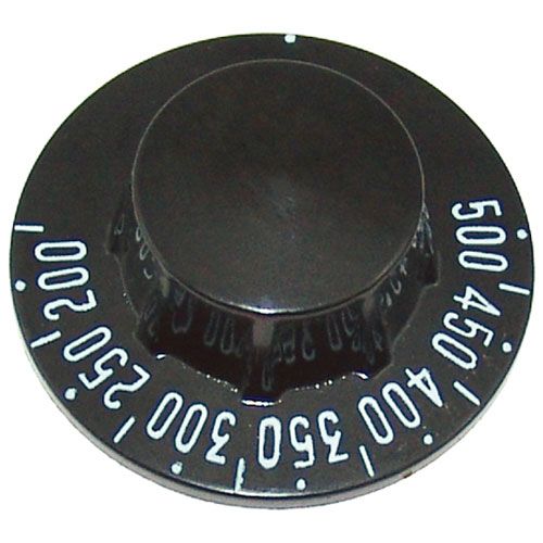 Montague V1E1 Electric Thermostat Knob 2-1/4" DIA, 500-200F, Mount .187" D-Stem Flat Down