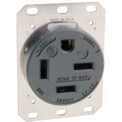 Receptacle,Single , 250V, 60A For Hubbell - Part# 8460A