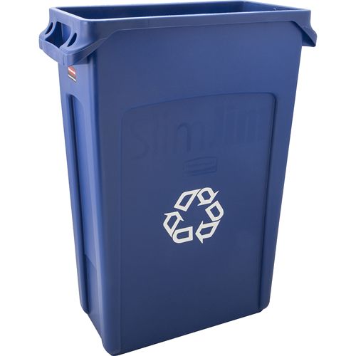 Rubbermaid 3540-07 23 Gallon Blue Slim Jim Recycling Can W/ Handles  