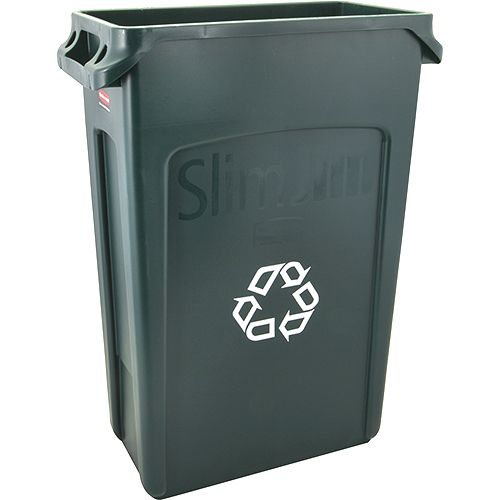 Rubbermaid FG354007GRN Slim Jim Recycling Can 23 Gal Green W Handles